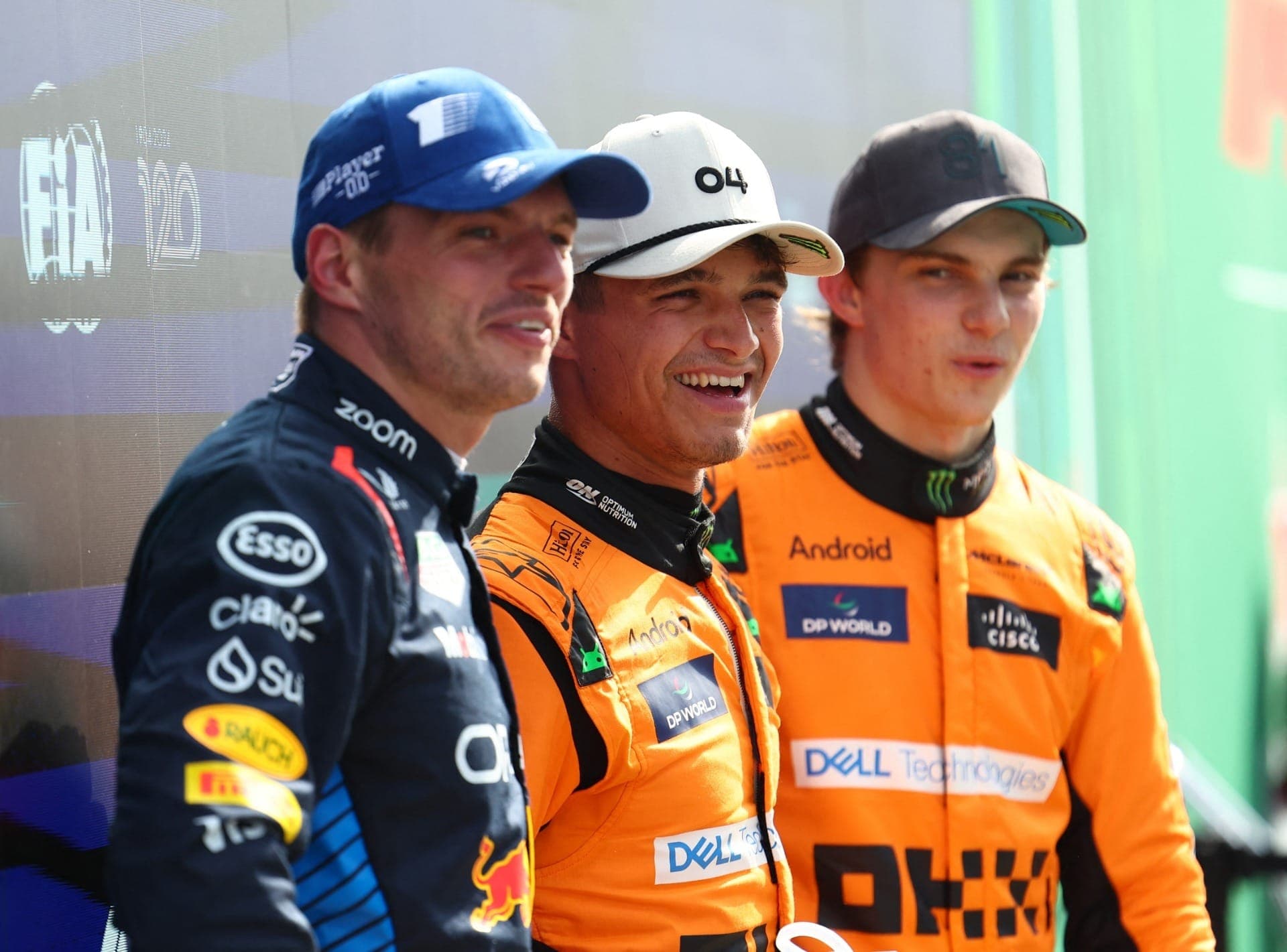 Verstappen, Norris e Piastri no GP da Holanda