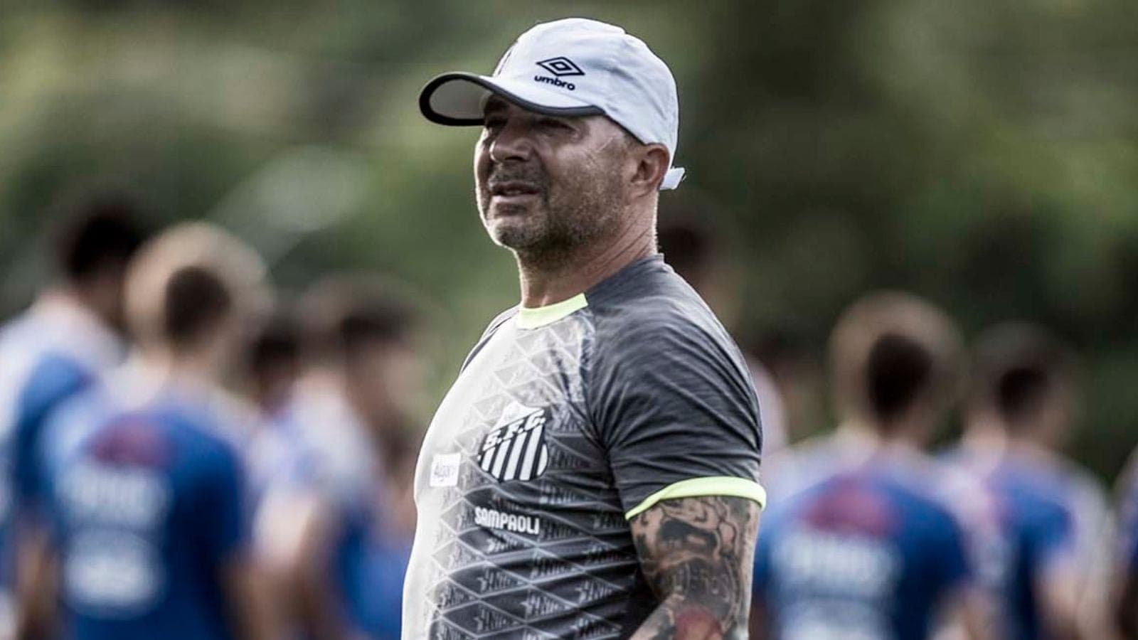 Jorge Sampaoli no comando do Santos, em 2019