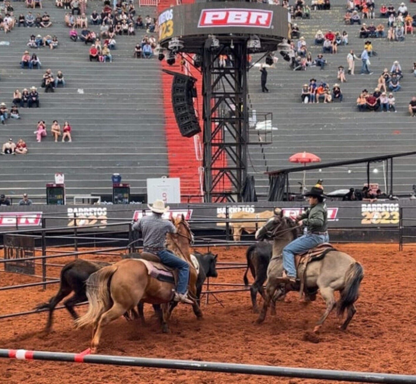 Disputa da modalidade Ranch Sorting em Barretos