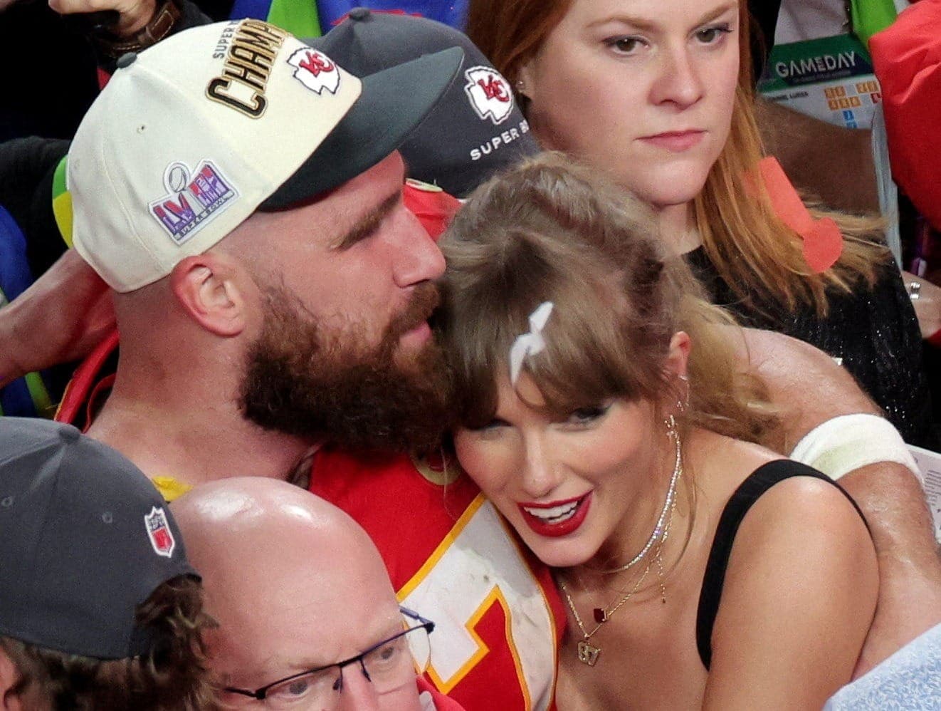 Travis Kelce e Taylor Swift no Super Bowl LVIII
