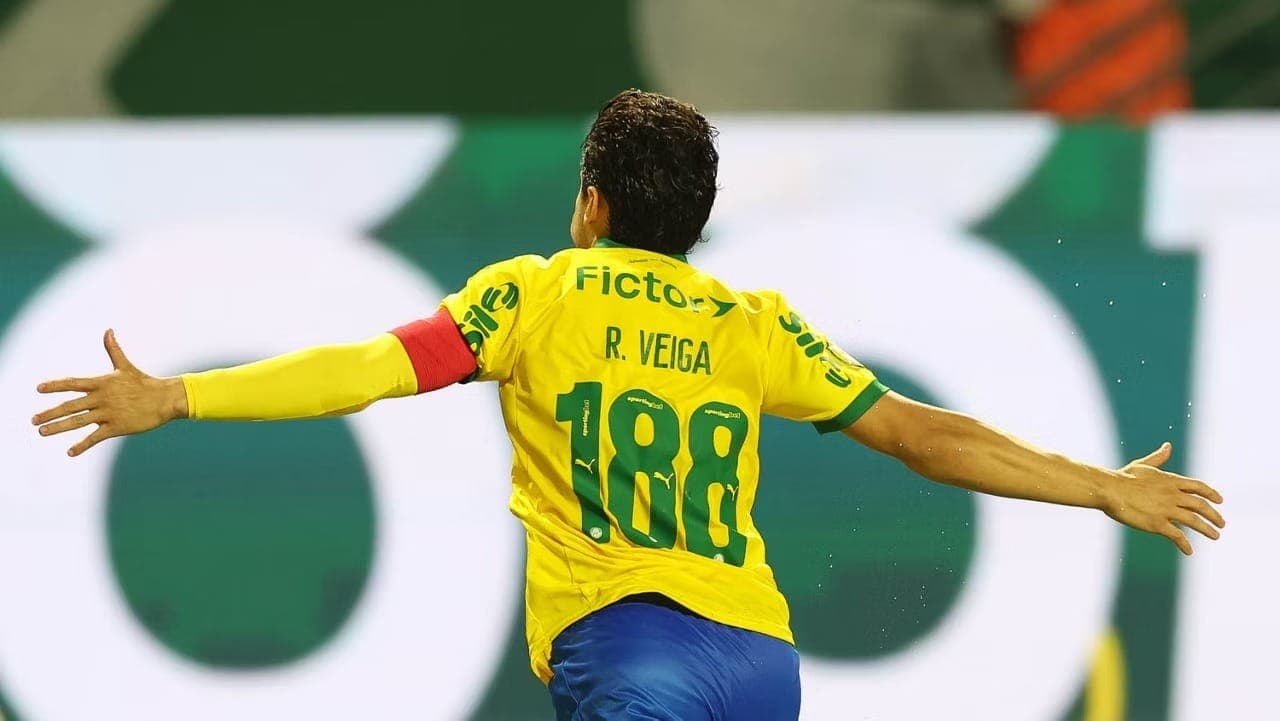 Veiga comemora gol do Palmeiras