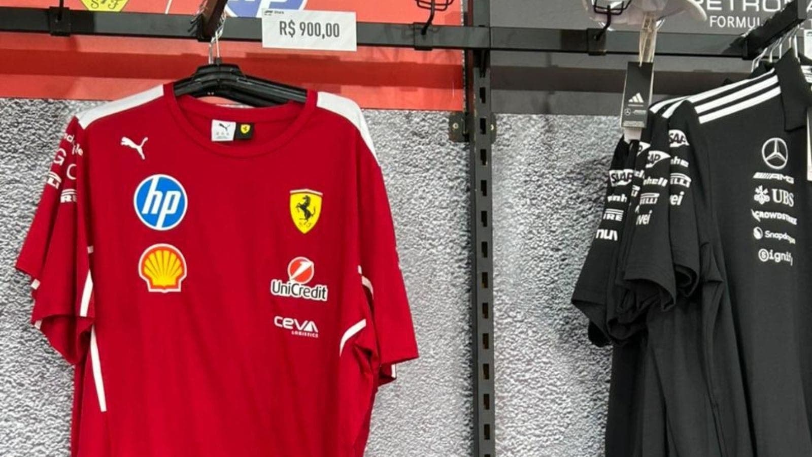 Camisa da Ferrari a R$ 900 em Interlagos
