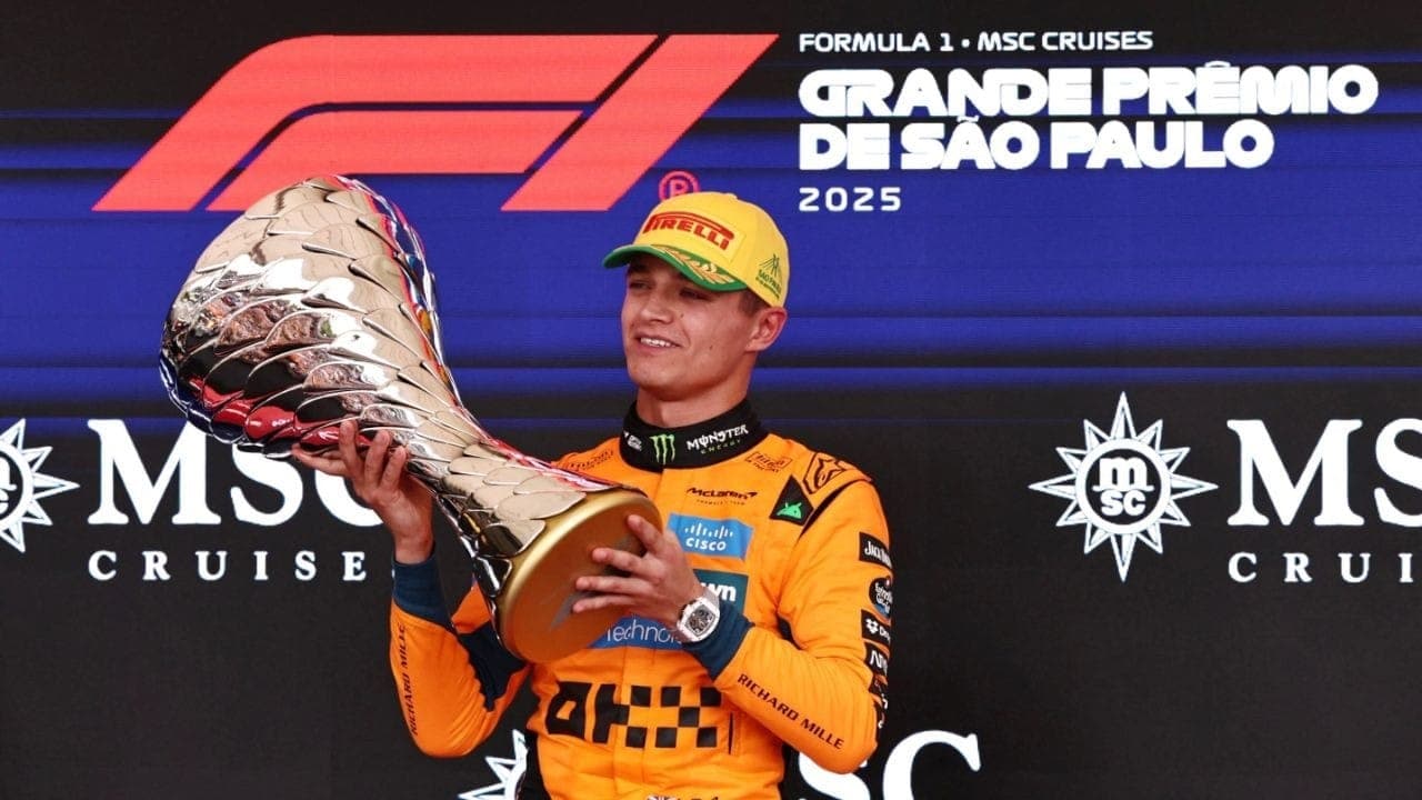 Norris com o troféu do GP de São Paulo