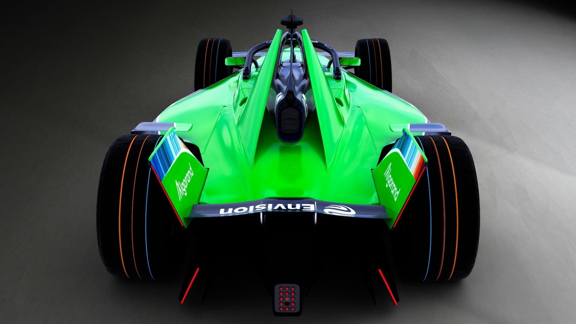 Detalhe no carro da Envision traz gráfico que indica aumento da temperatura média do planeta nos últimos anos