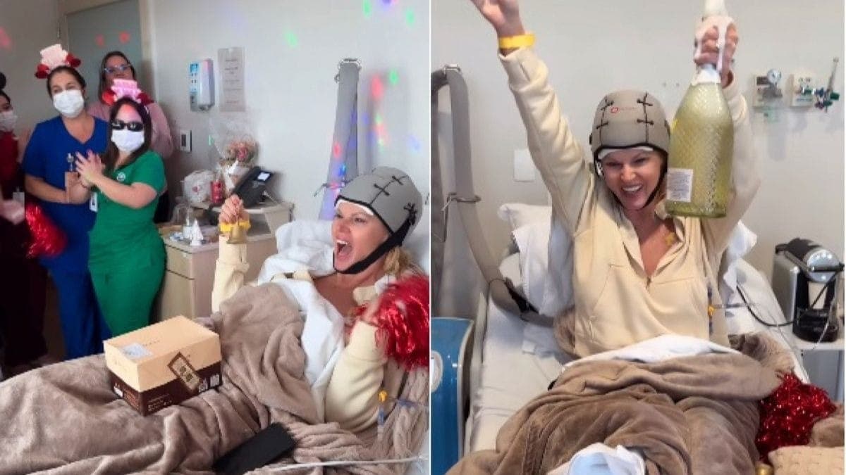 Val Marchiori estoura champanhe em hospital