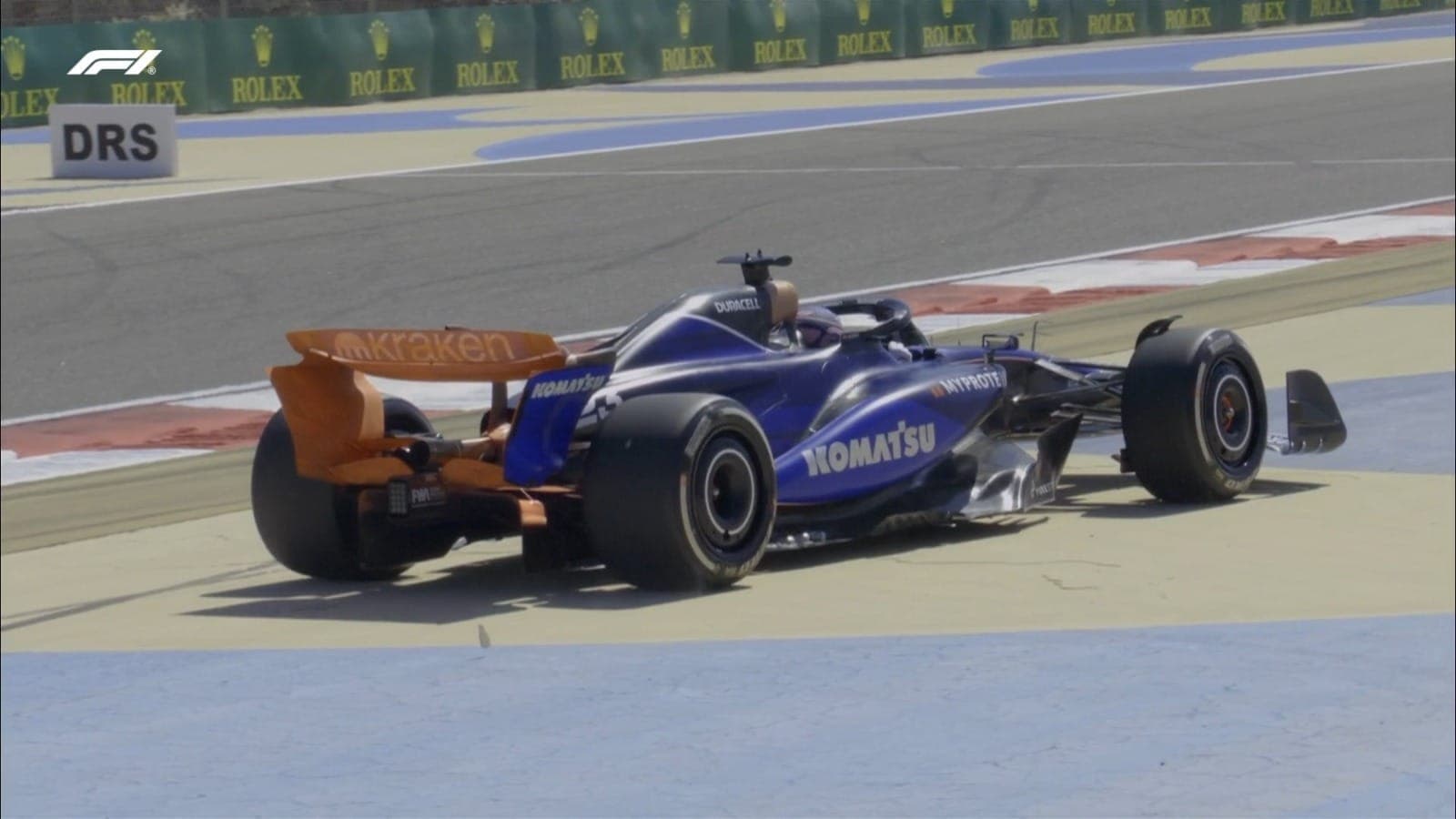 Flow-vis na asa traseira da Williams durante a pré-temporada de 2024