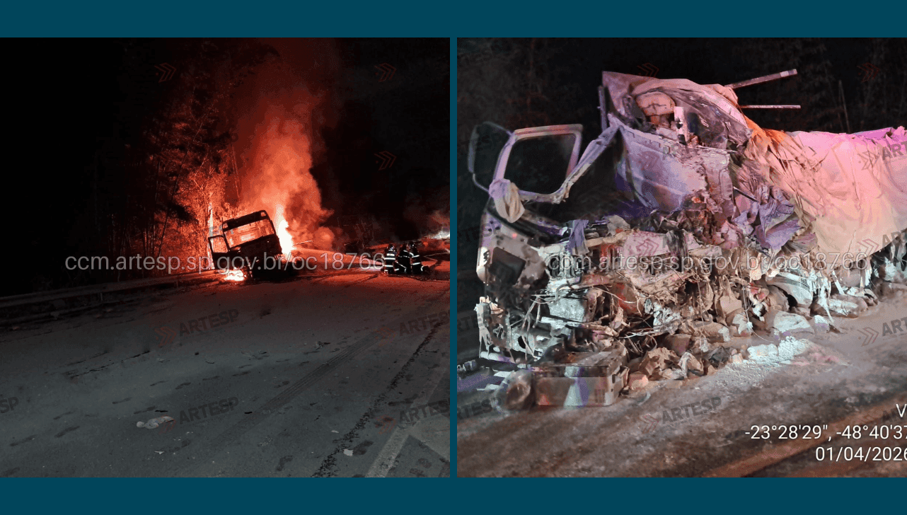 Após a colisão, um dos veículos pegou fogo