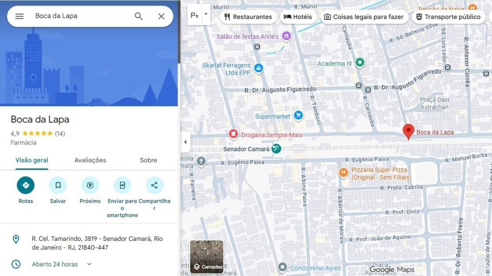 Boca de fumo cadastratada no Google Maps