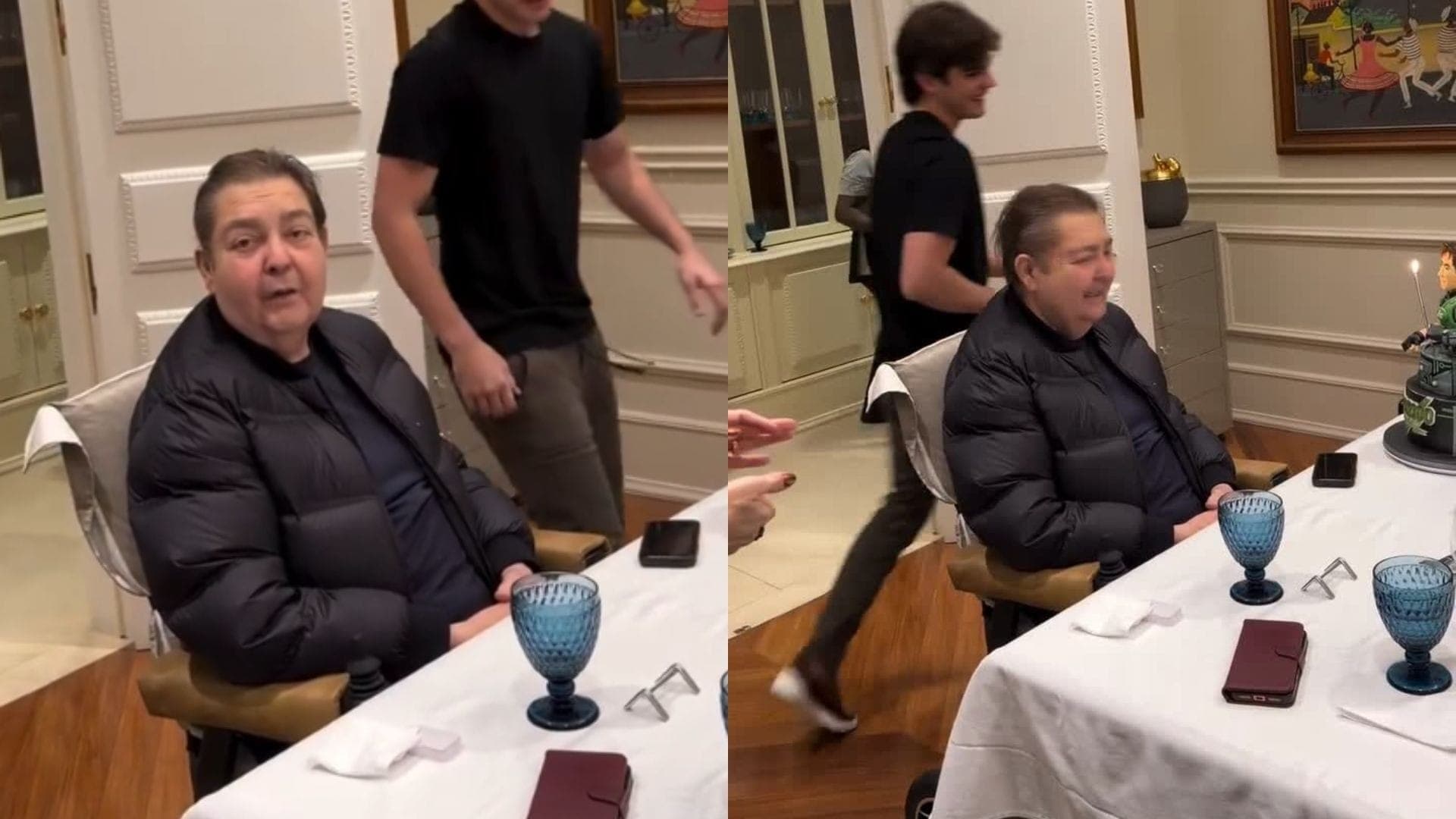 Faustão aparece em aniversário do filho, Rodrigo