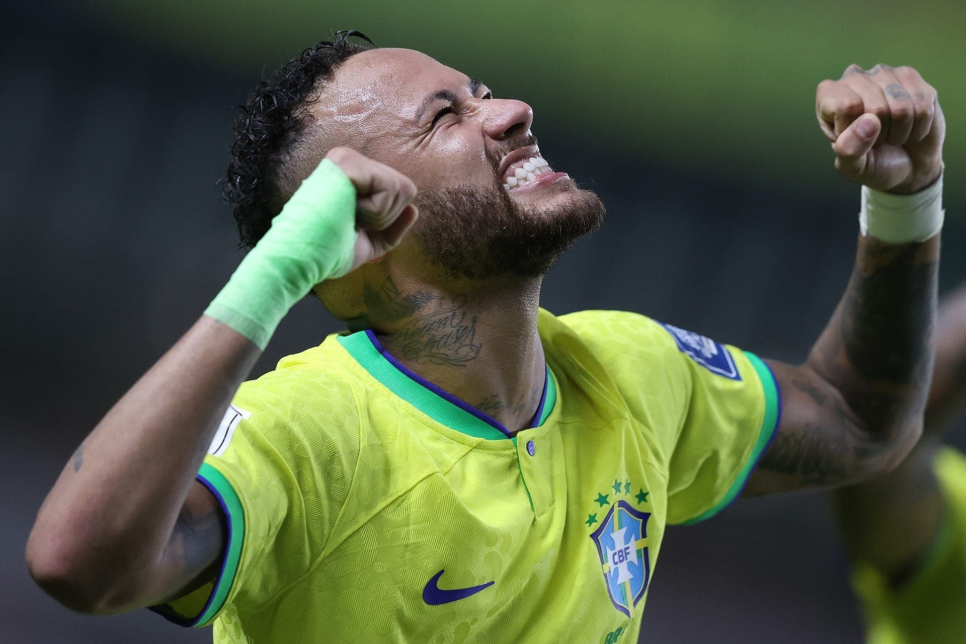 Neymar comemora gol pela Seleção Brasileira