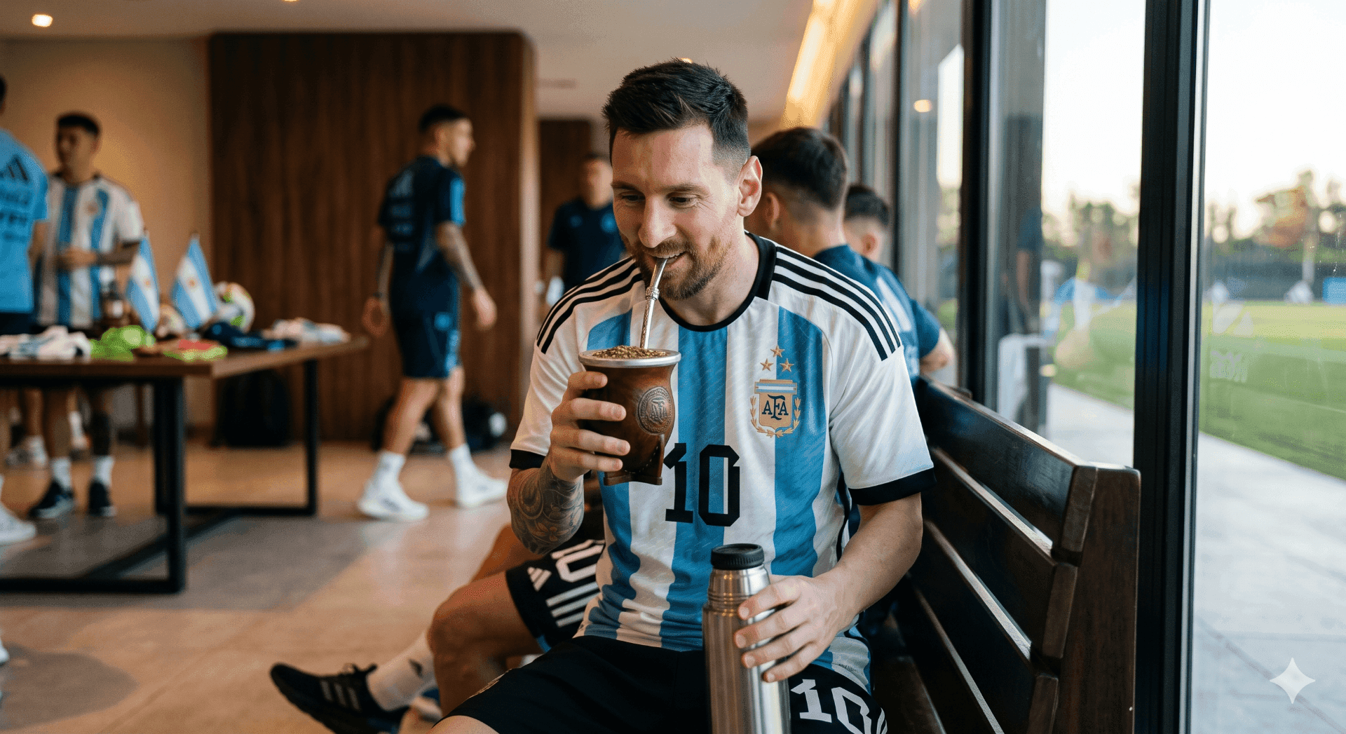 Seleção argentina toma chimarrão com disciplina