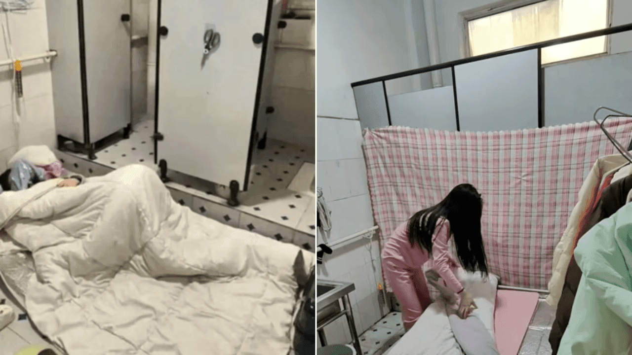 Chinesa paga cerca de 39 reais para morar dentro de banheiro de loja