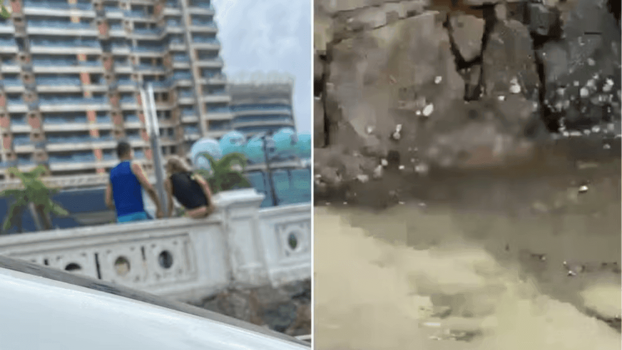 Mulher faz cocô em mureta de praia no litoral paulista