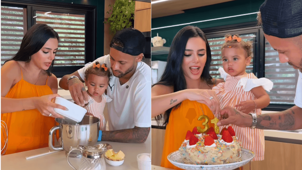 Bruna Biancardi ganha bolo simples de aniversário