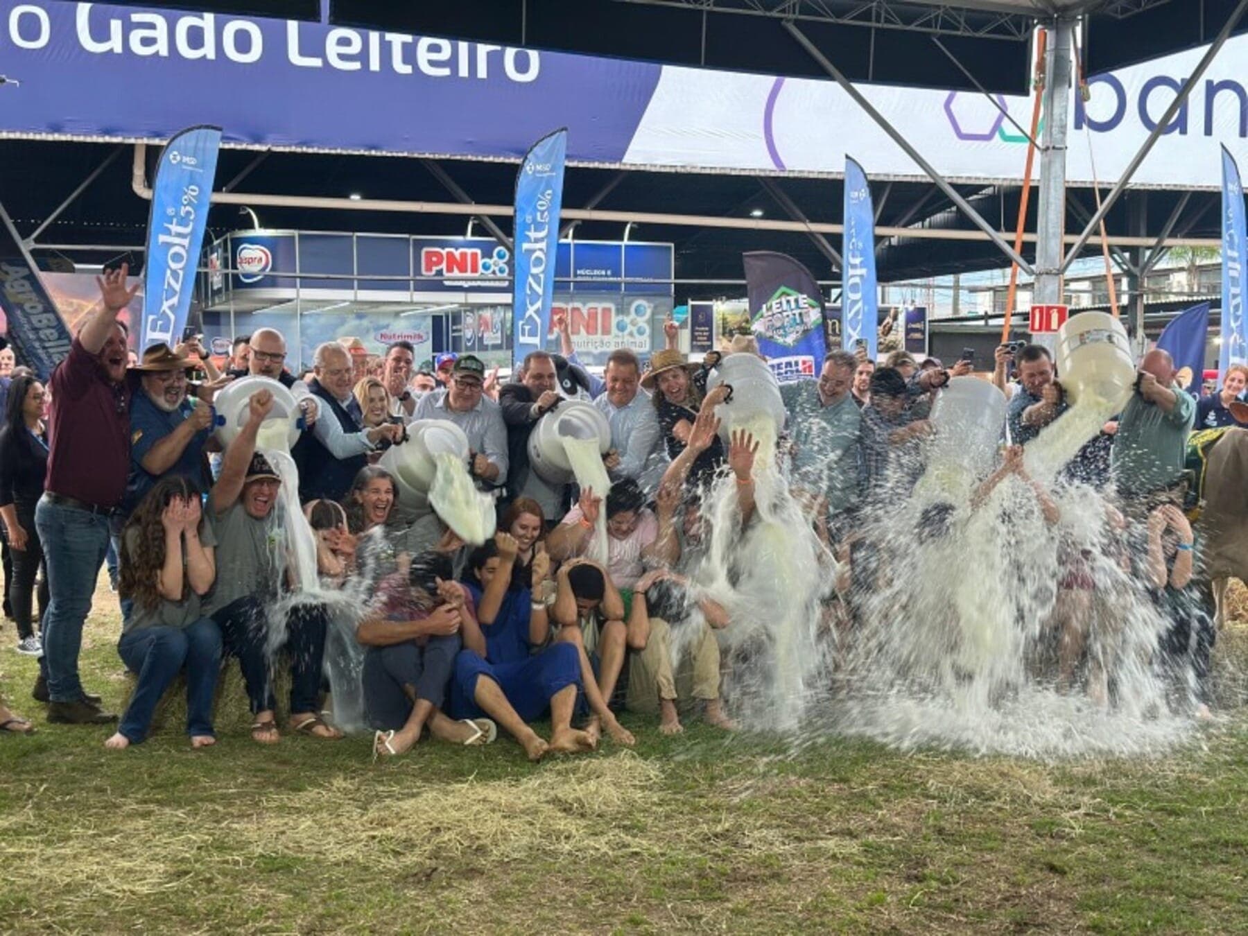 Criadores comemoram na Expointer com banho de leite