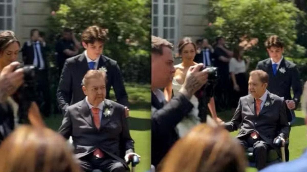 De cadeira de rodas, Faustão leva a filha, Lara, ao altar em cerimônia íntima