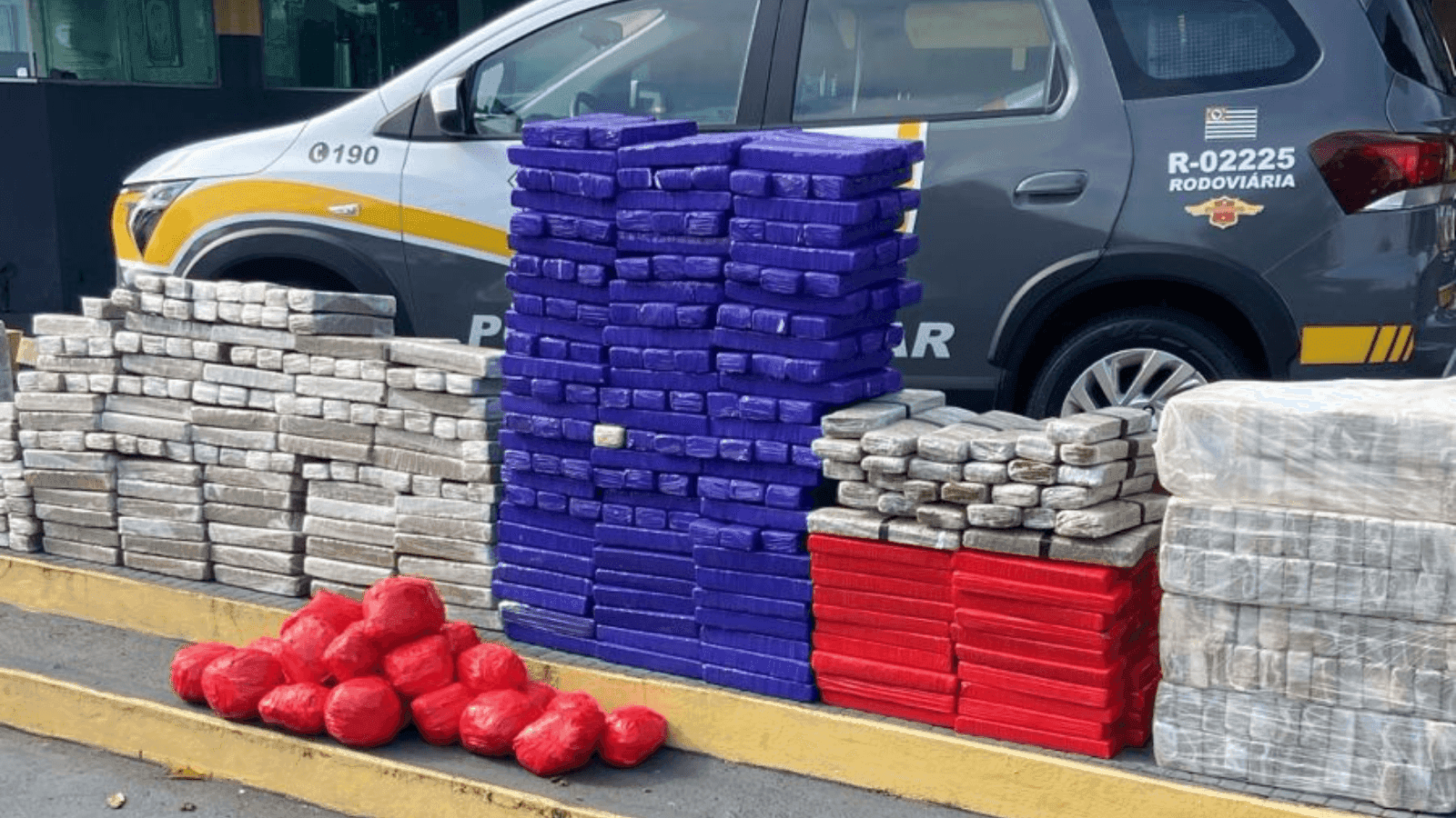 Foram apreendidos 714 tabletes de maconha e 26 invólucros de skank