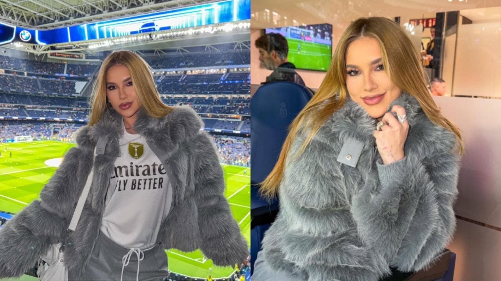 Virginia Fonseca exibe look no Santiago Bernabéu