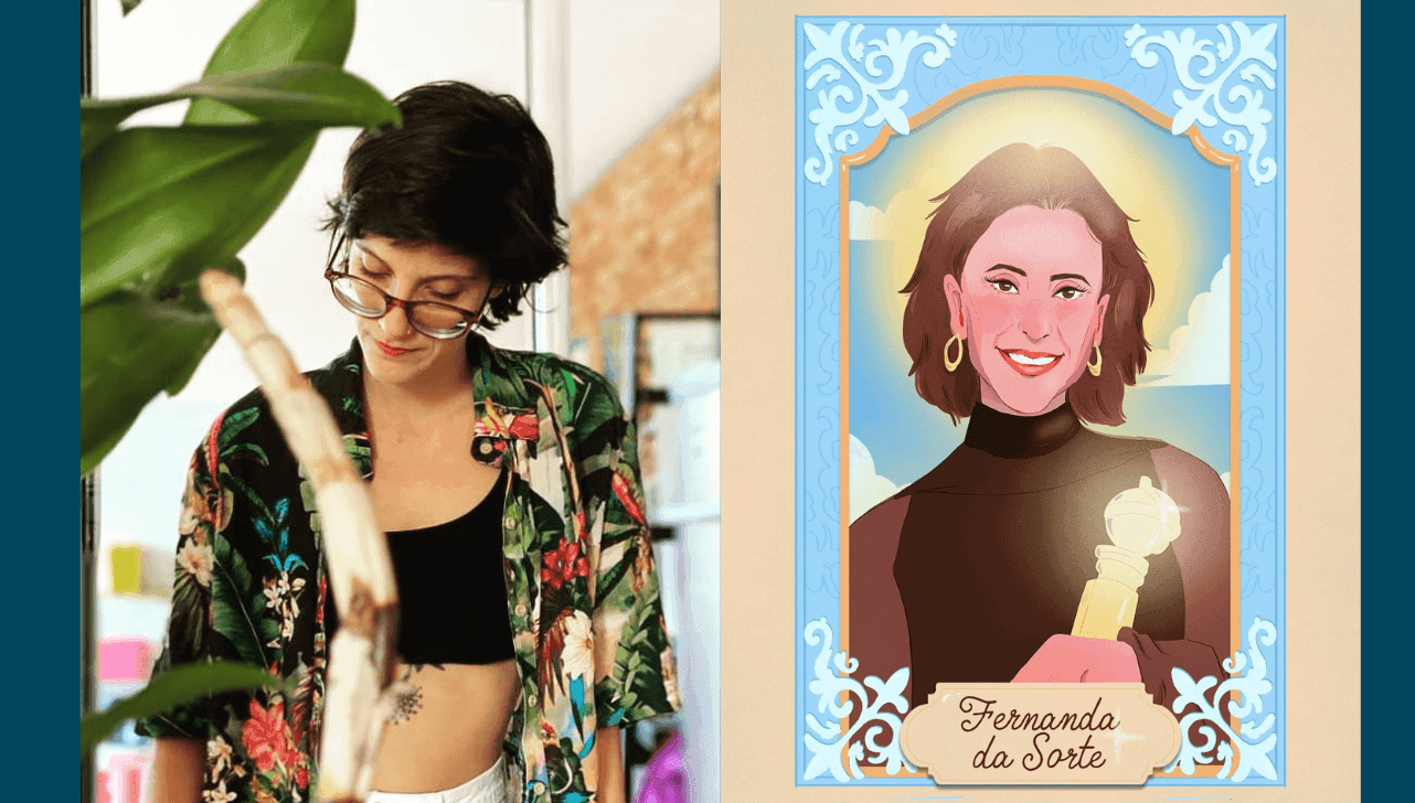 Sophia Martinez Andreazza é a artista que criou o santinho de Fernanda Torres