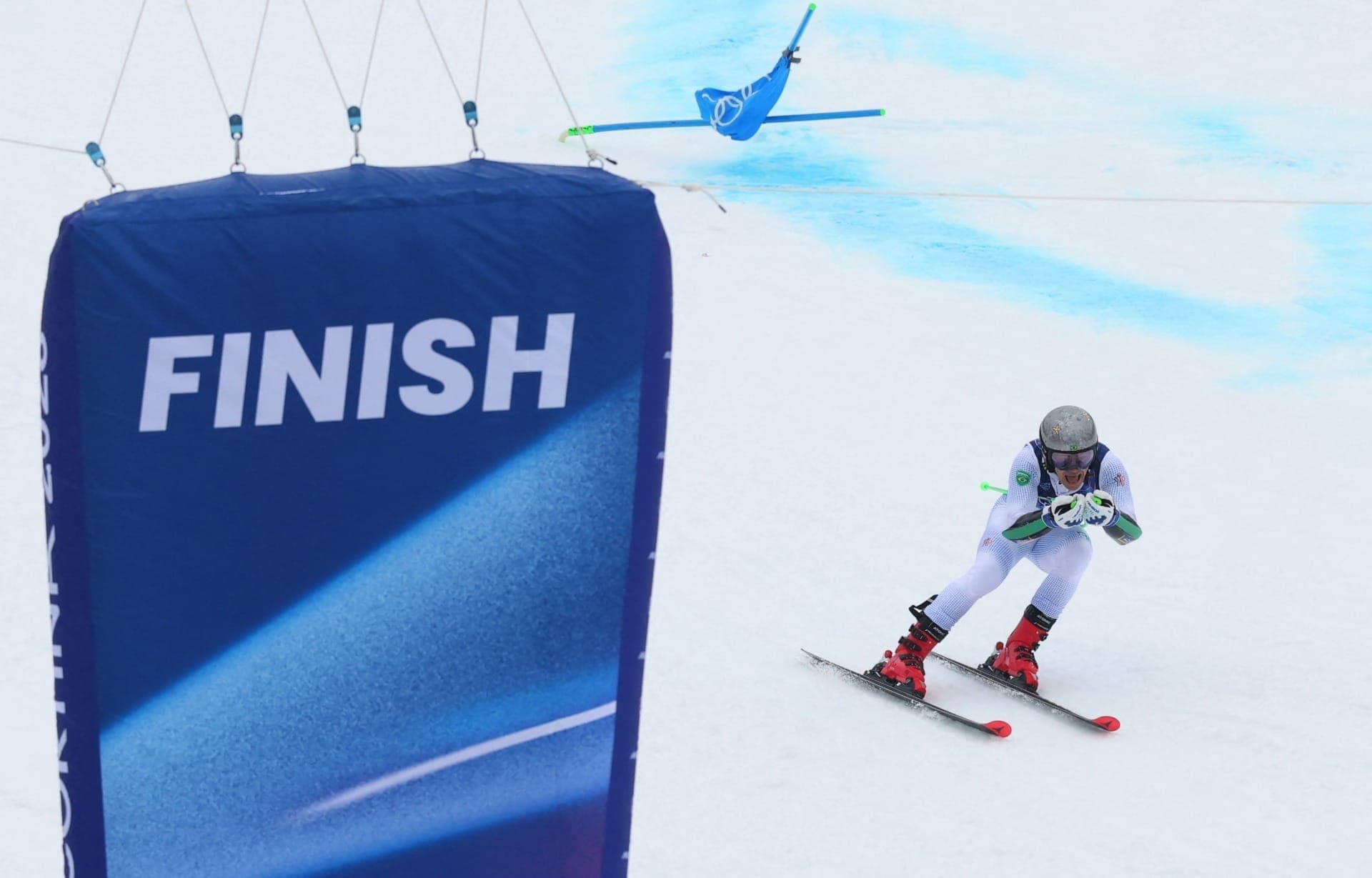 Lucas Braathen na chegada do Slalom Gigante