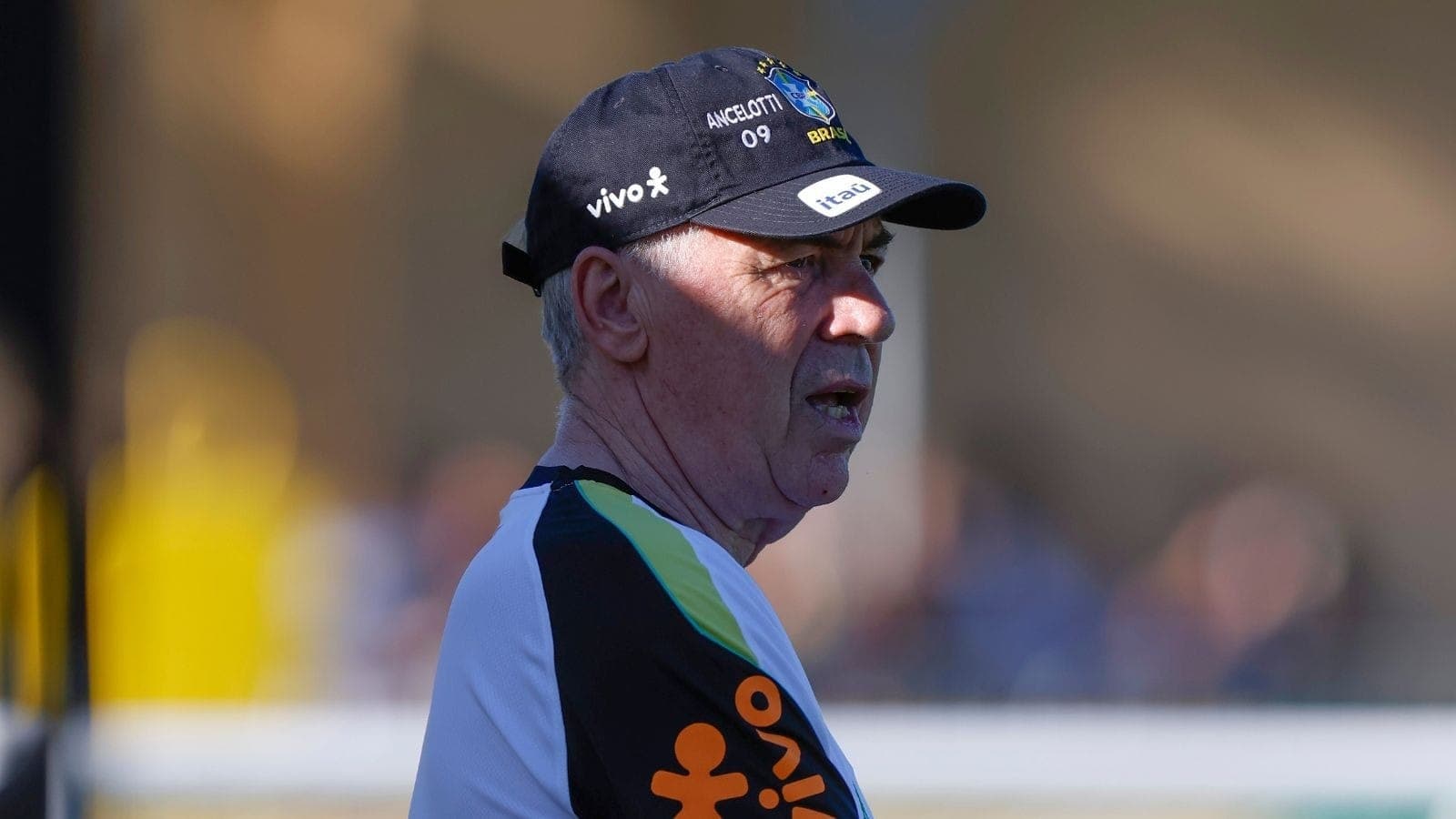 Carlo Ancelotti, técnico da Seleção, em treino nos EUA