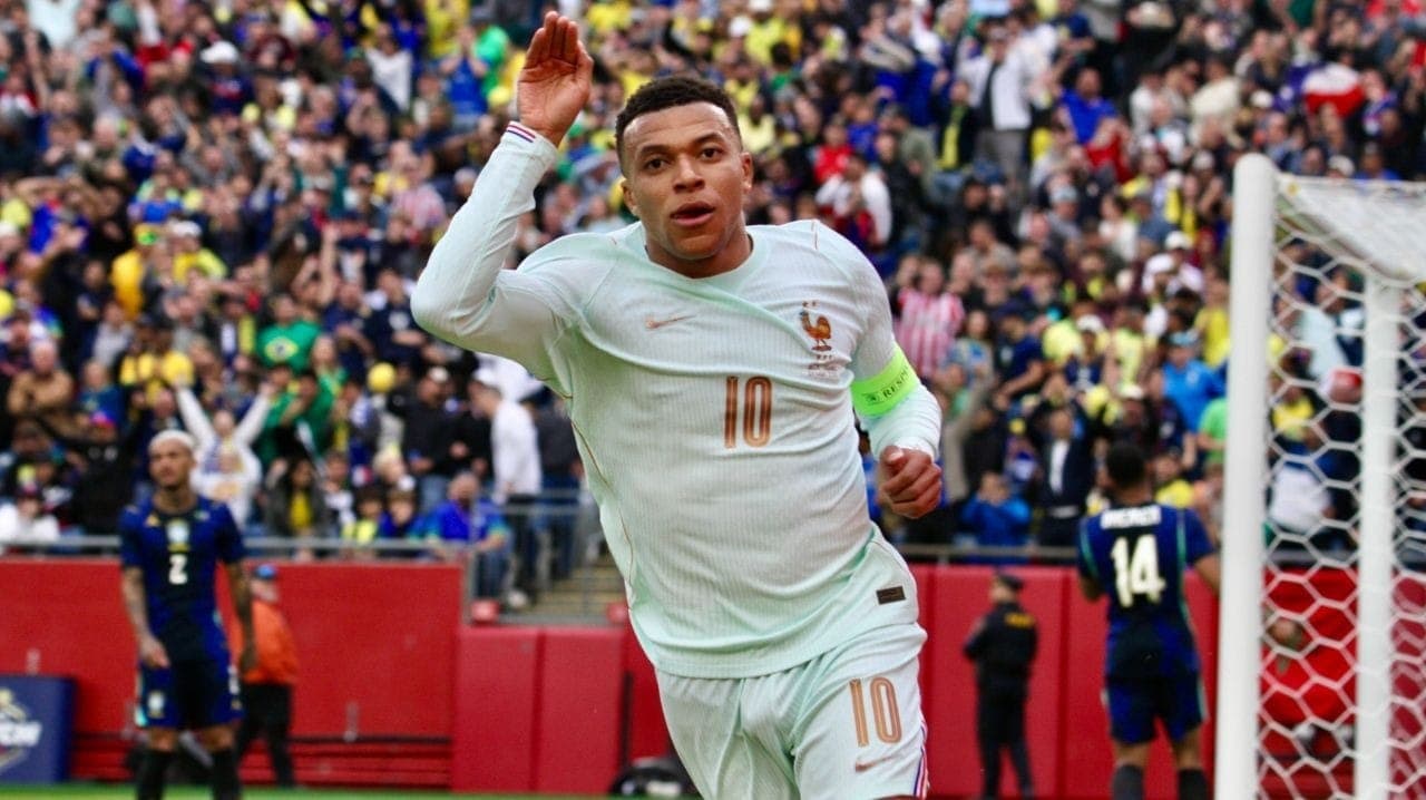 Mbappé abriu o placar contra a seleção brasileira nos EUA