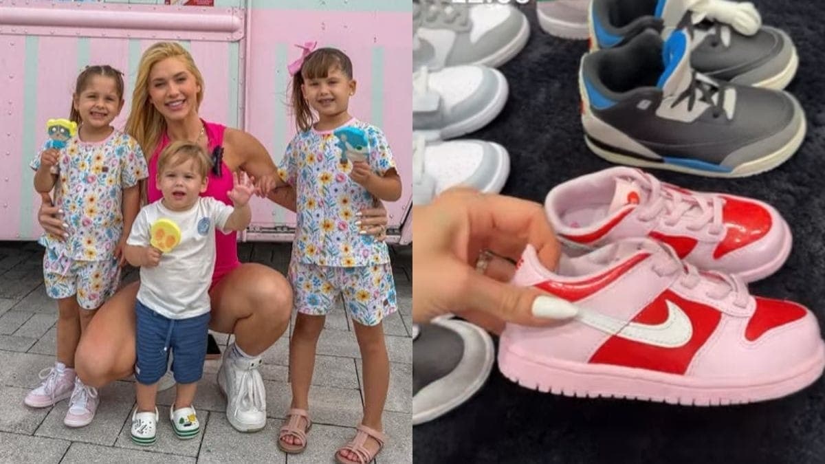 Virginia mostrou novos pares de tênis dos filhos