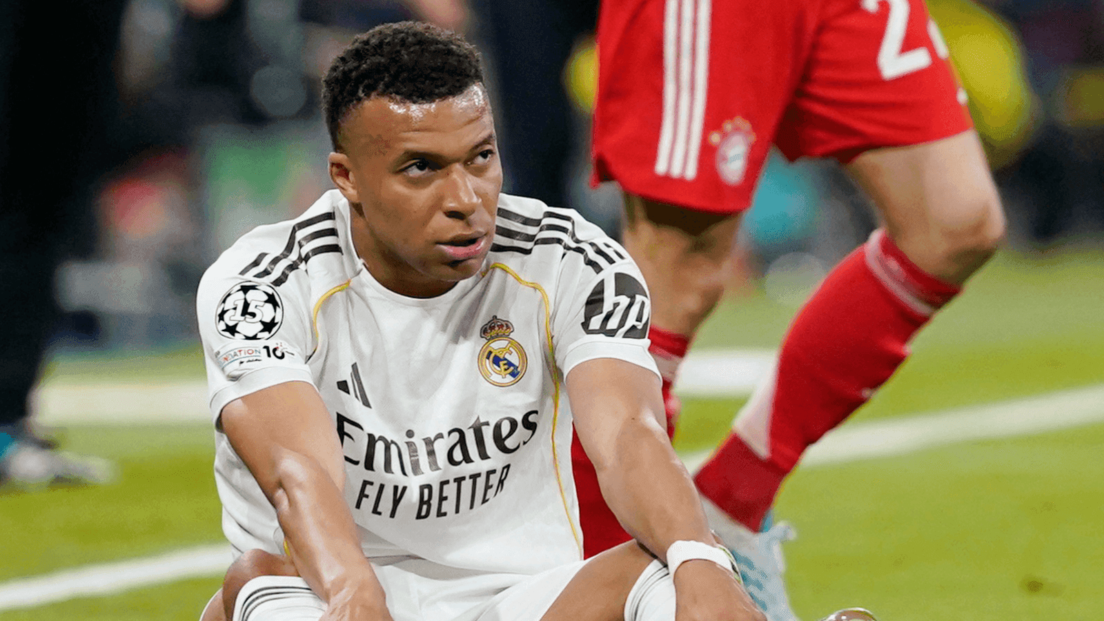 Mbappé em jogo do Real Madrid contra Bayern de Munique