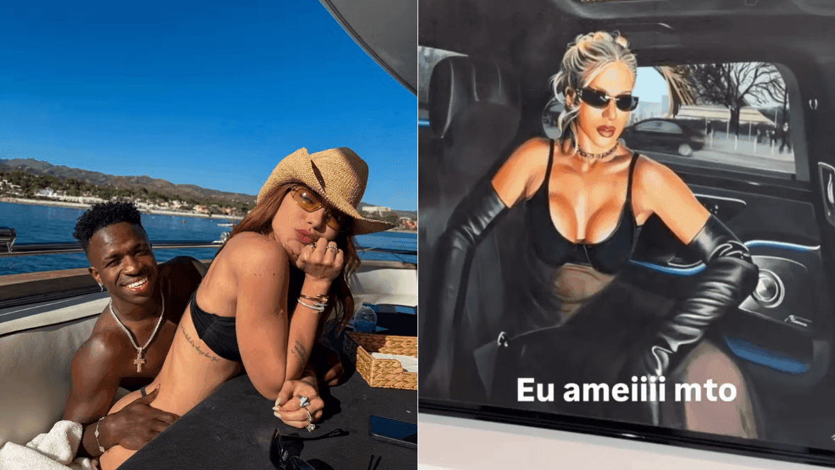 Virginia pendura quadro de seu próprio rosto na casa de Vini Jr.