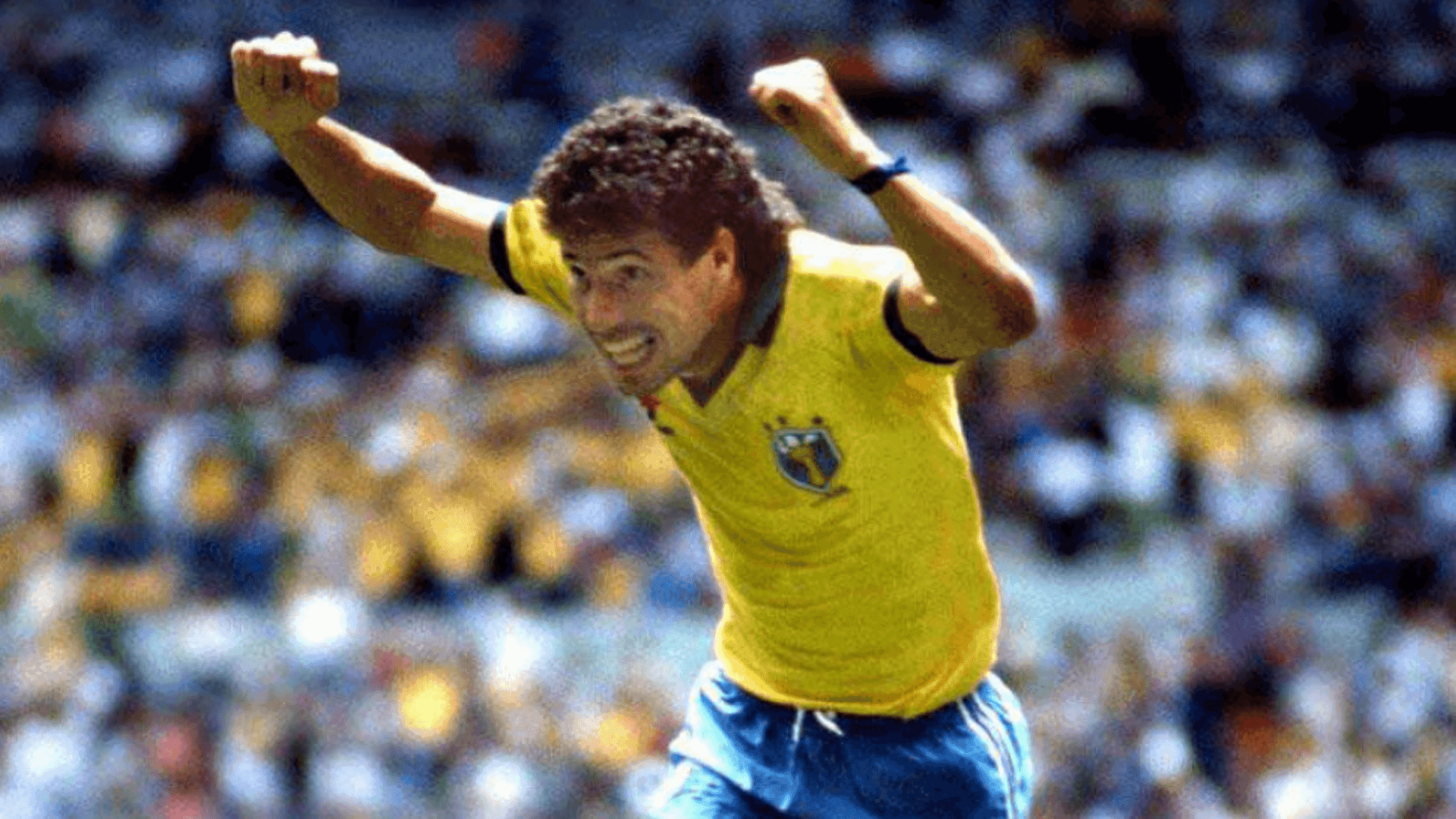 Careca comemorando gol com a camisa da Seleção Brasileira