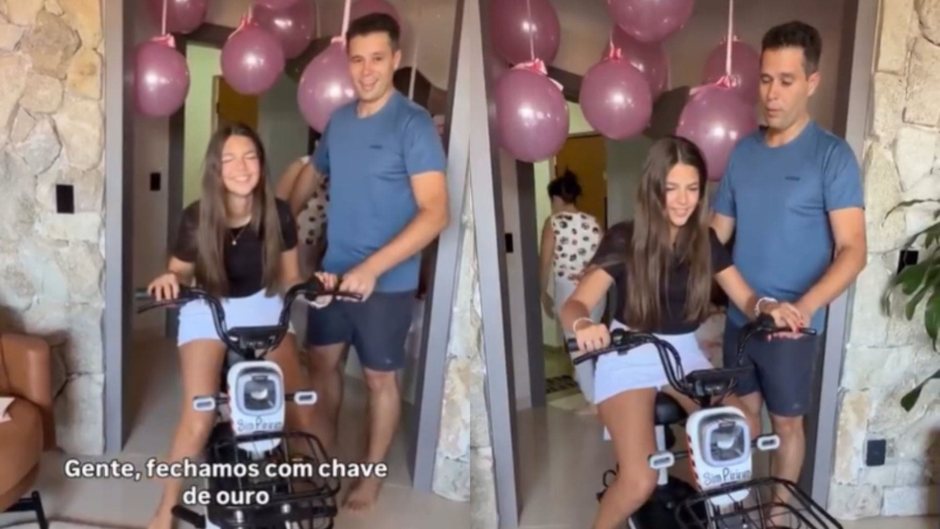 Maria Sophia ganhou moto elétrica do pai, Pedro Leonardo