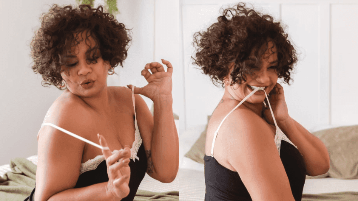 Solange Couto sensualiza de camisola e reflete sobre etarismo