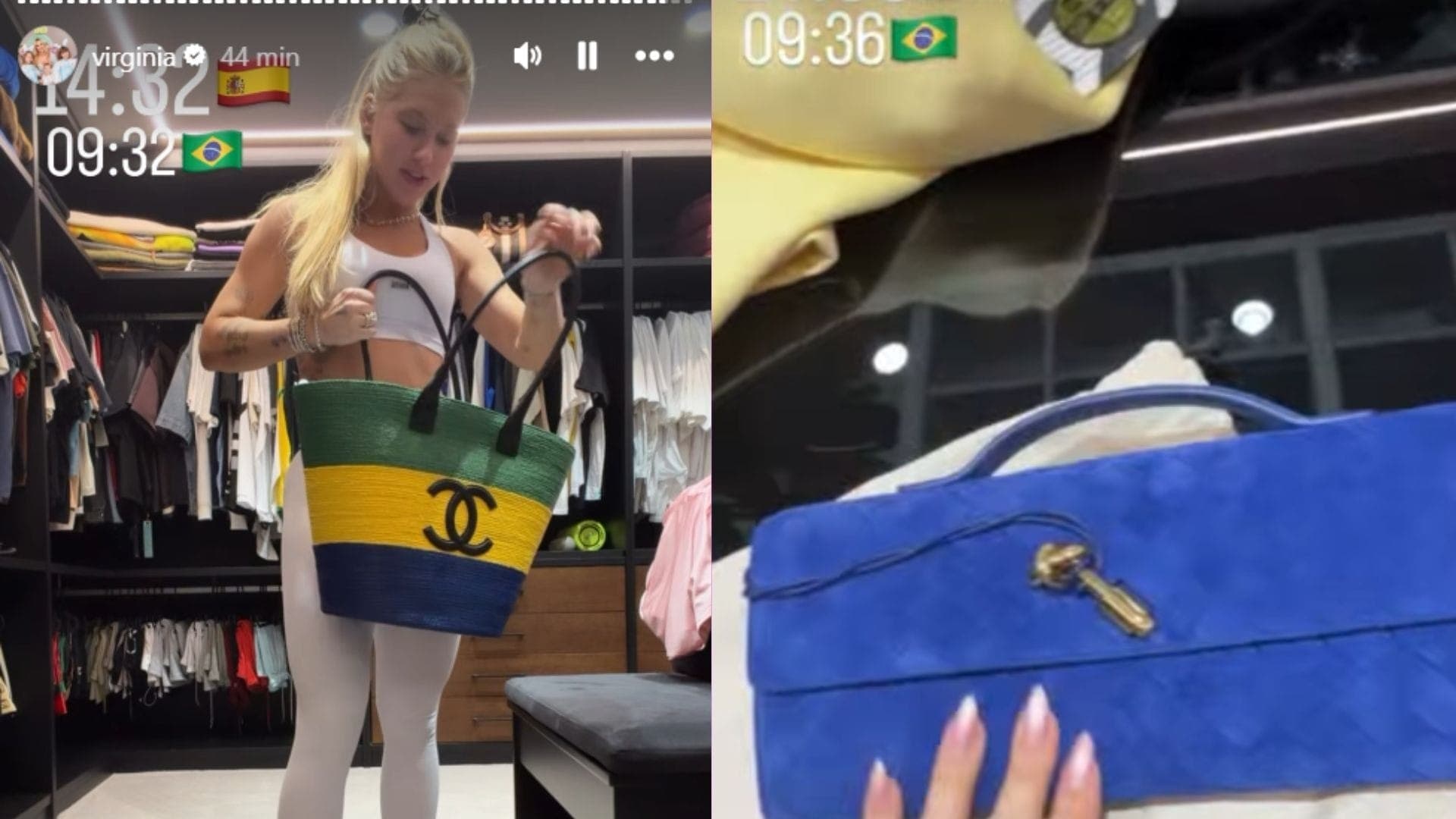 Virginia Fonseca mostra bolsas que comprou para a Copa