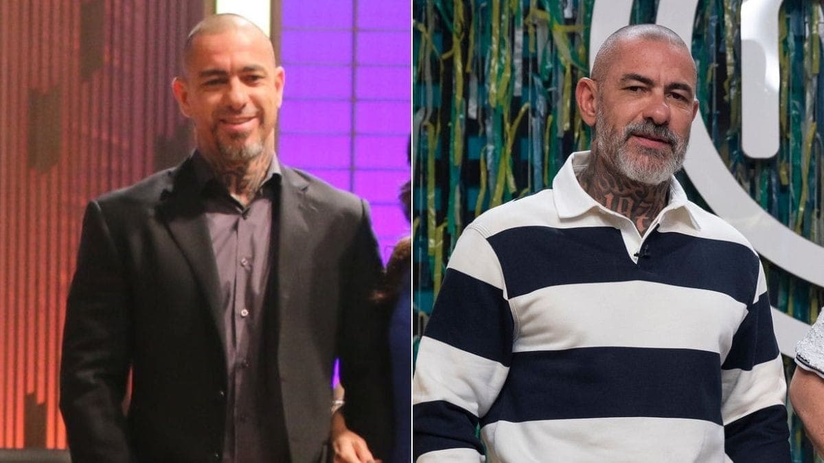 Henrique Fogaça na temporada de estreia do MasterChef Brasil, em 2014, e atualmente, em 2026