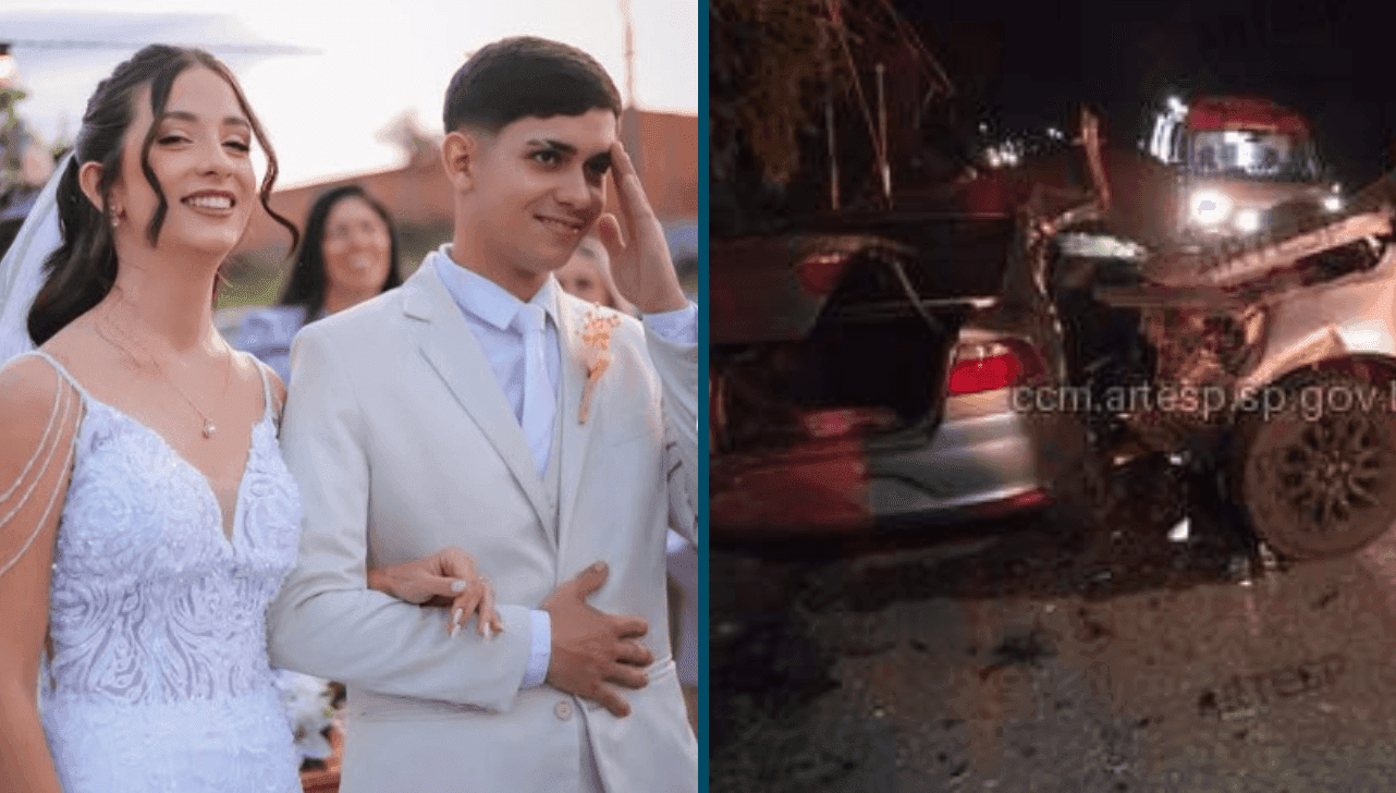 Carro do casal foi atingido na lateral após perder o controle e invadir a faixa contrária