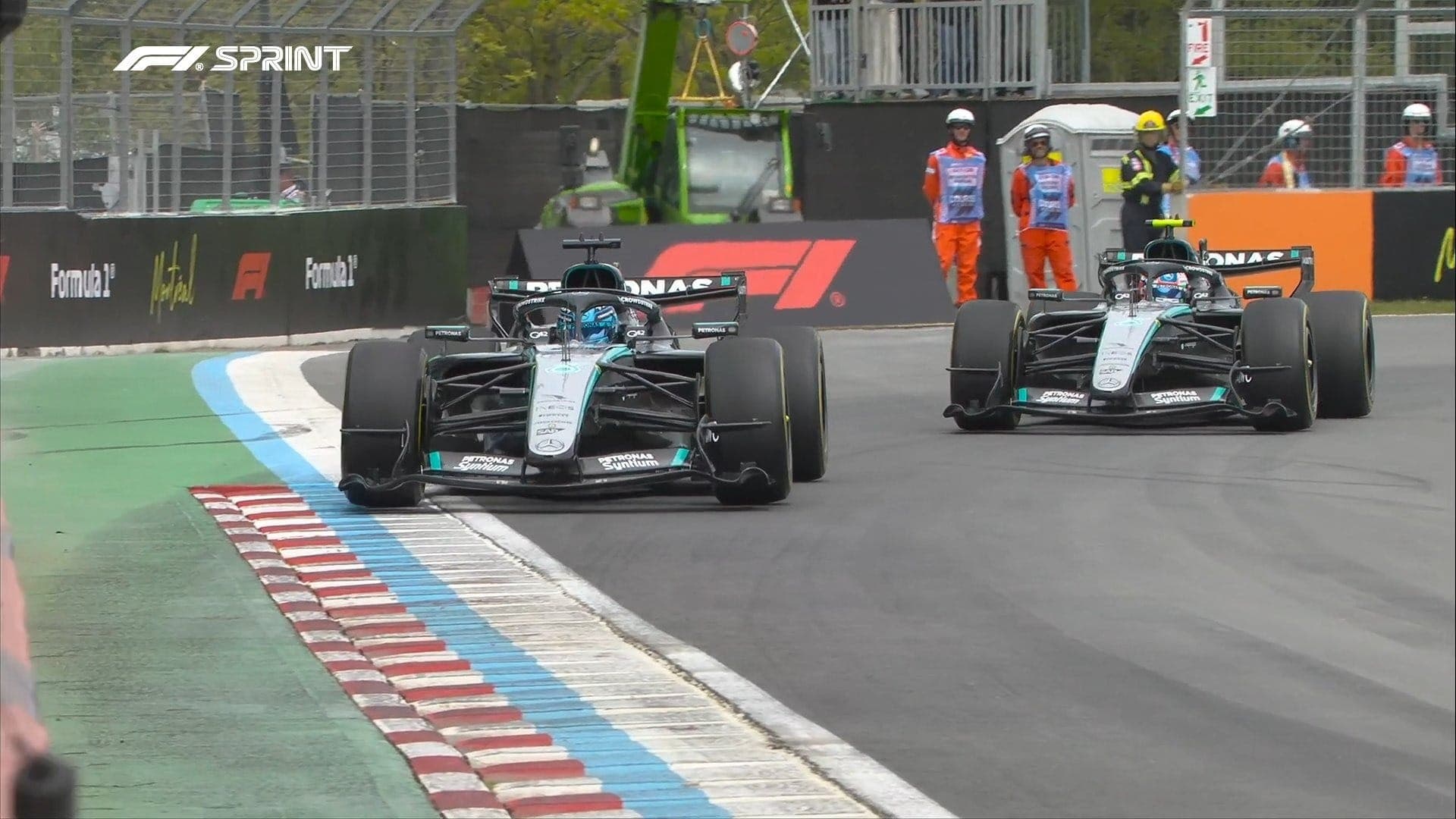 George Russell e Kimi Antonelli (Mercedes) na corrida sprint do GP do Canadá 2026