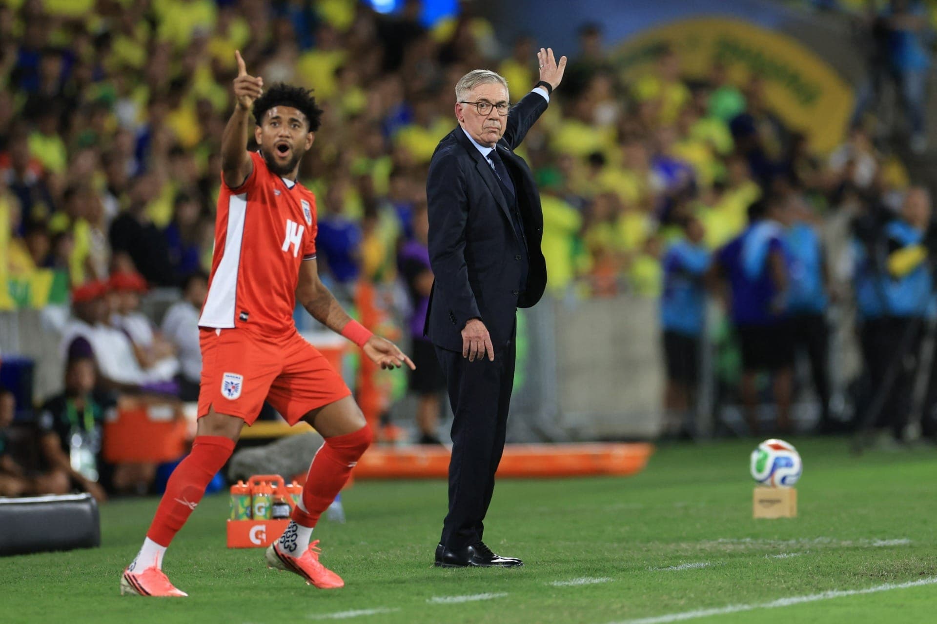 Carlo Ancelotti durante amistoso da Seleção Brasileira