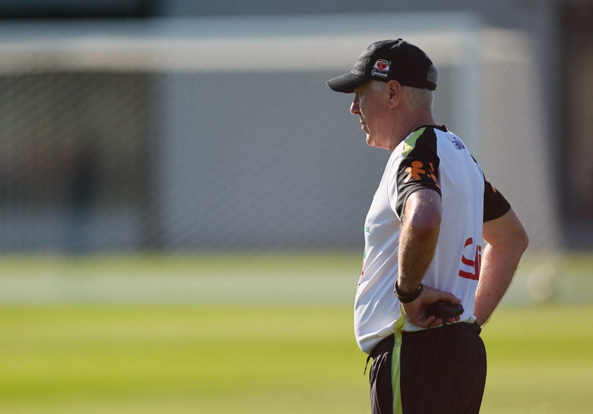 Carlo Ancelotti no treino da Seleção Brasileira