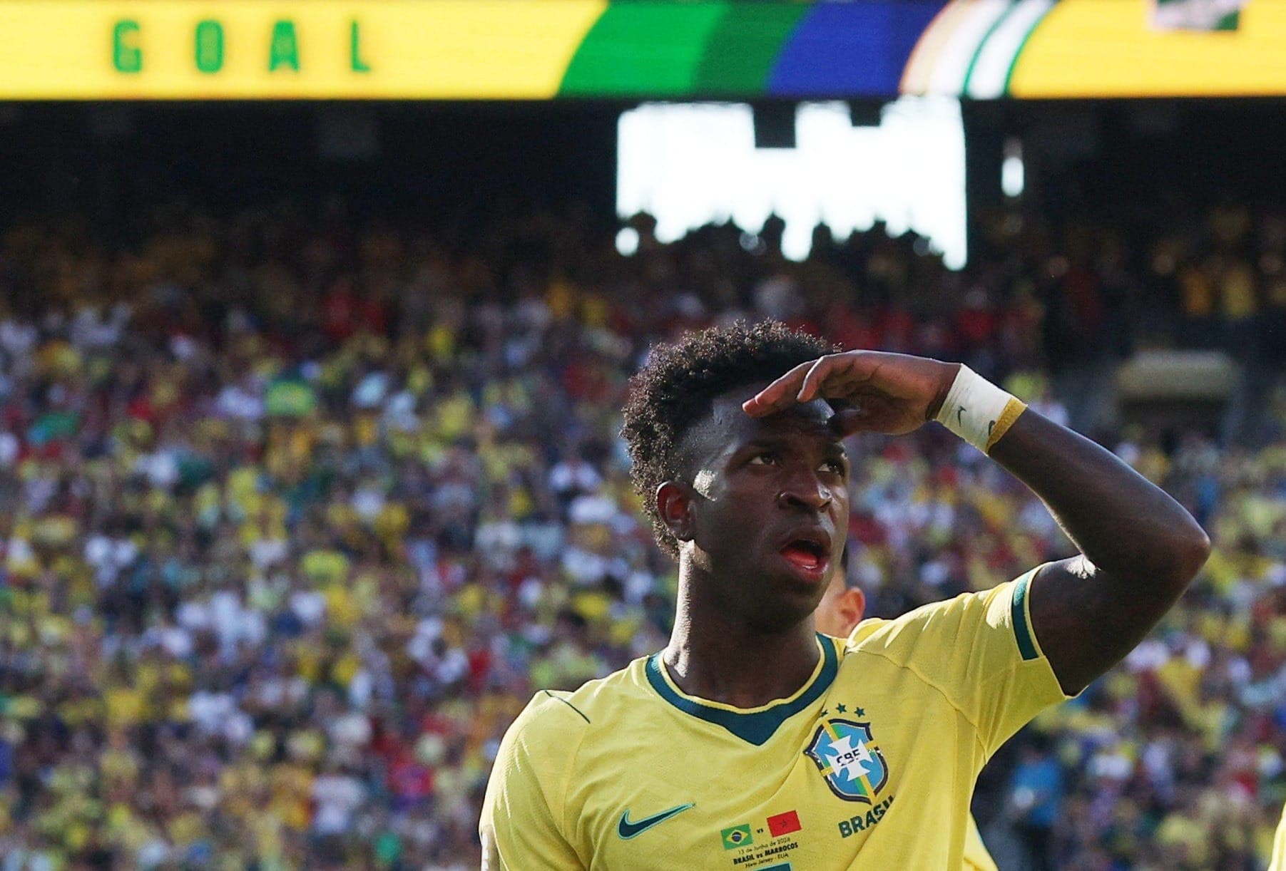 Comemoração de Vini Jr no gol do Brasil