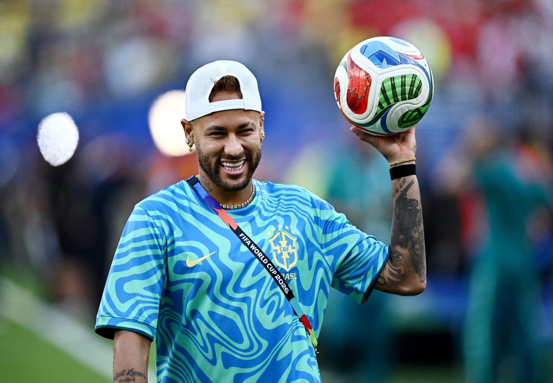Neymar no aquecimento da seleção brasileira