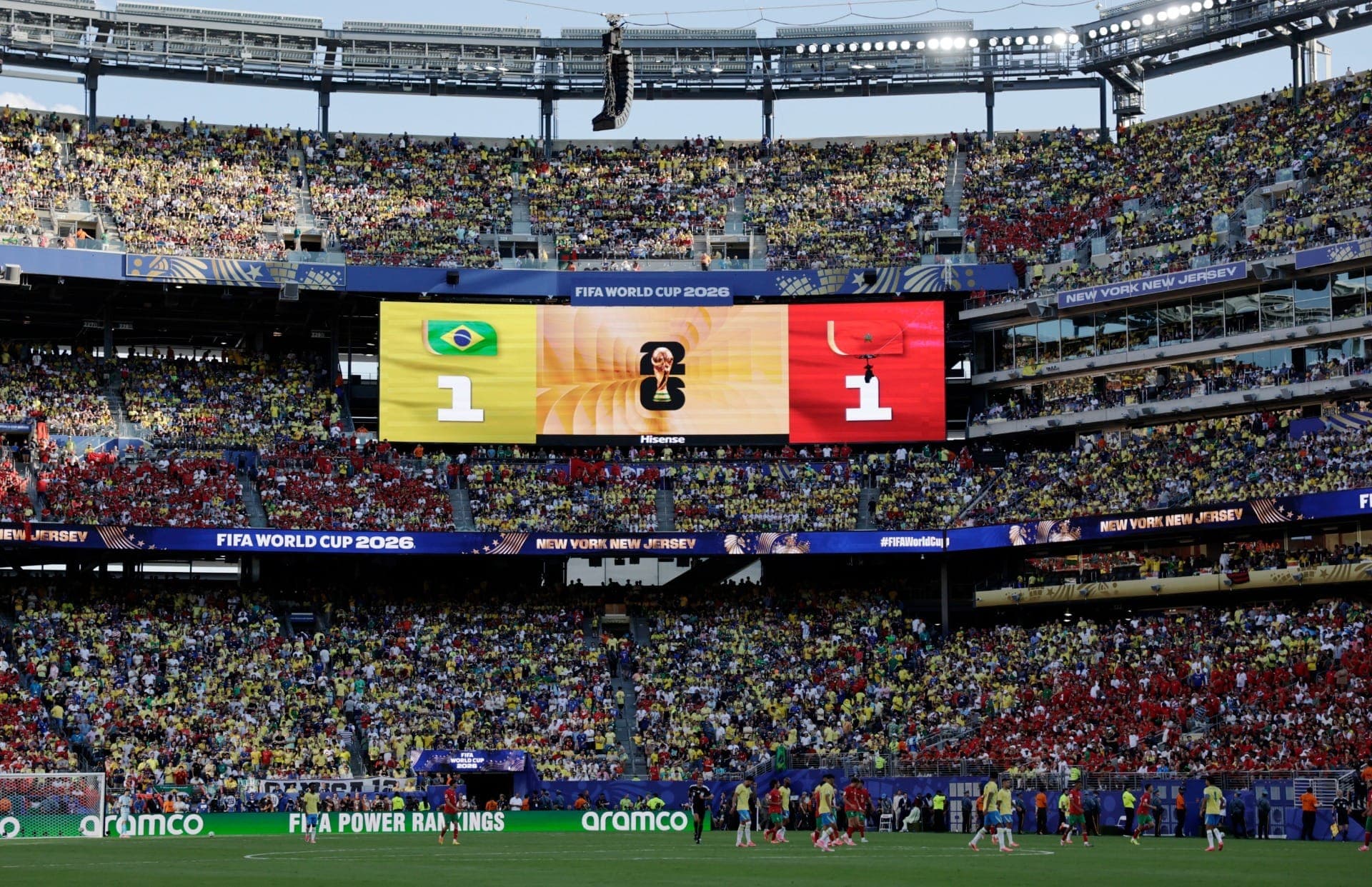 Primeiro tempo terminou 1 a 1 no placar de Brasil x Marrocos