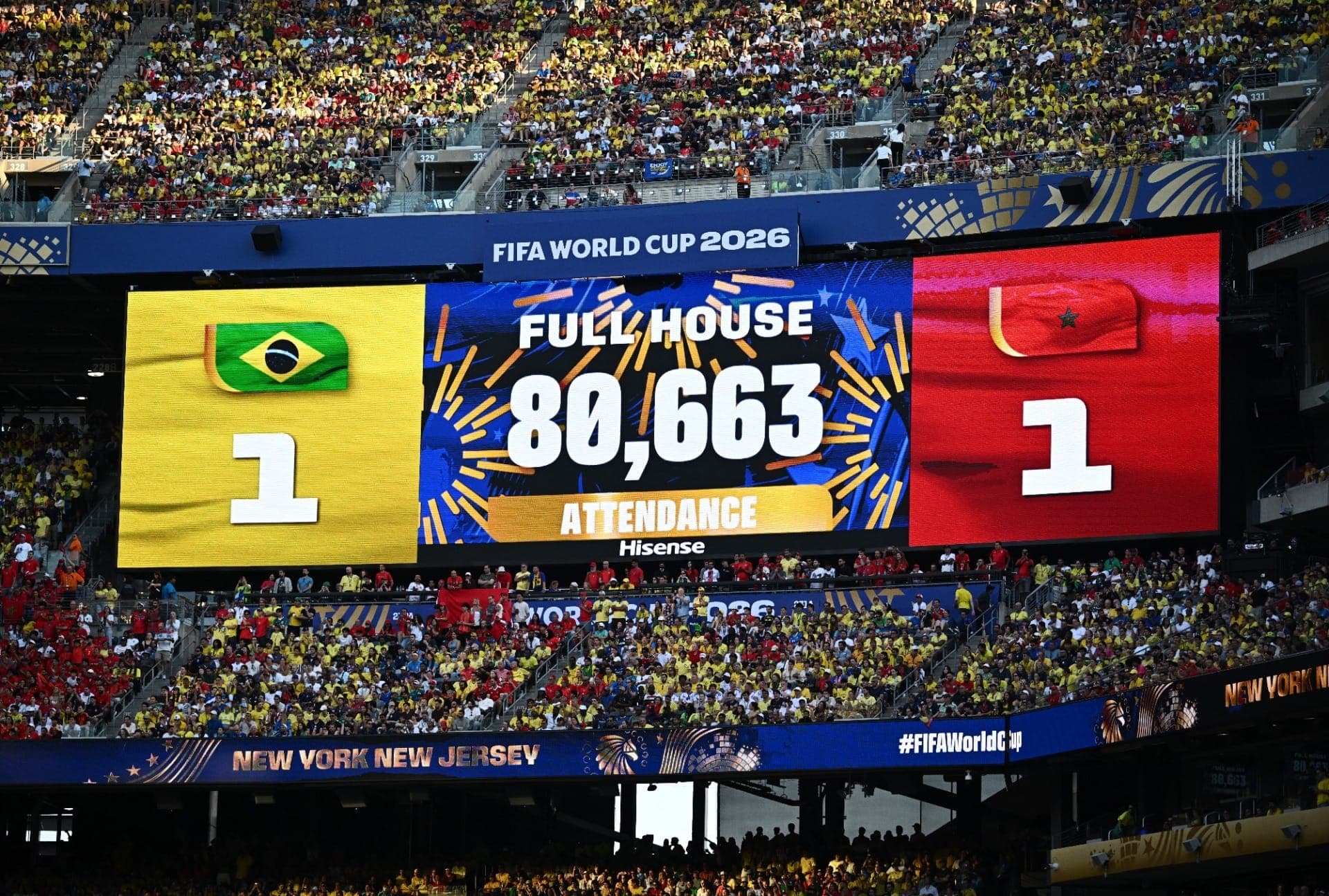 Público de Brasil x Marrocos em Nova Jersey