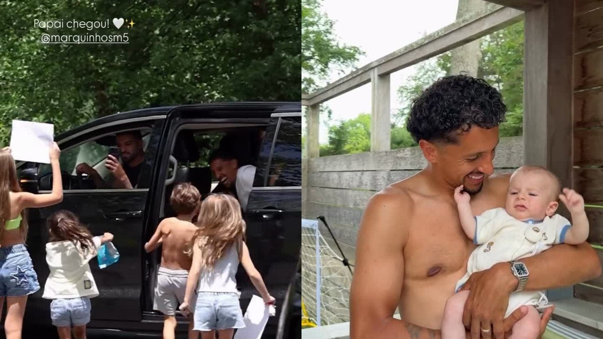Marquinhos esteve com a família após empate com o Marrocos