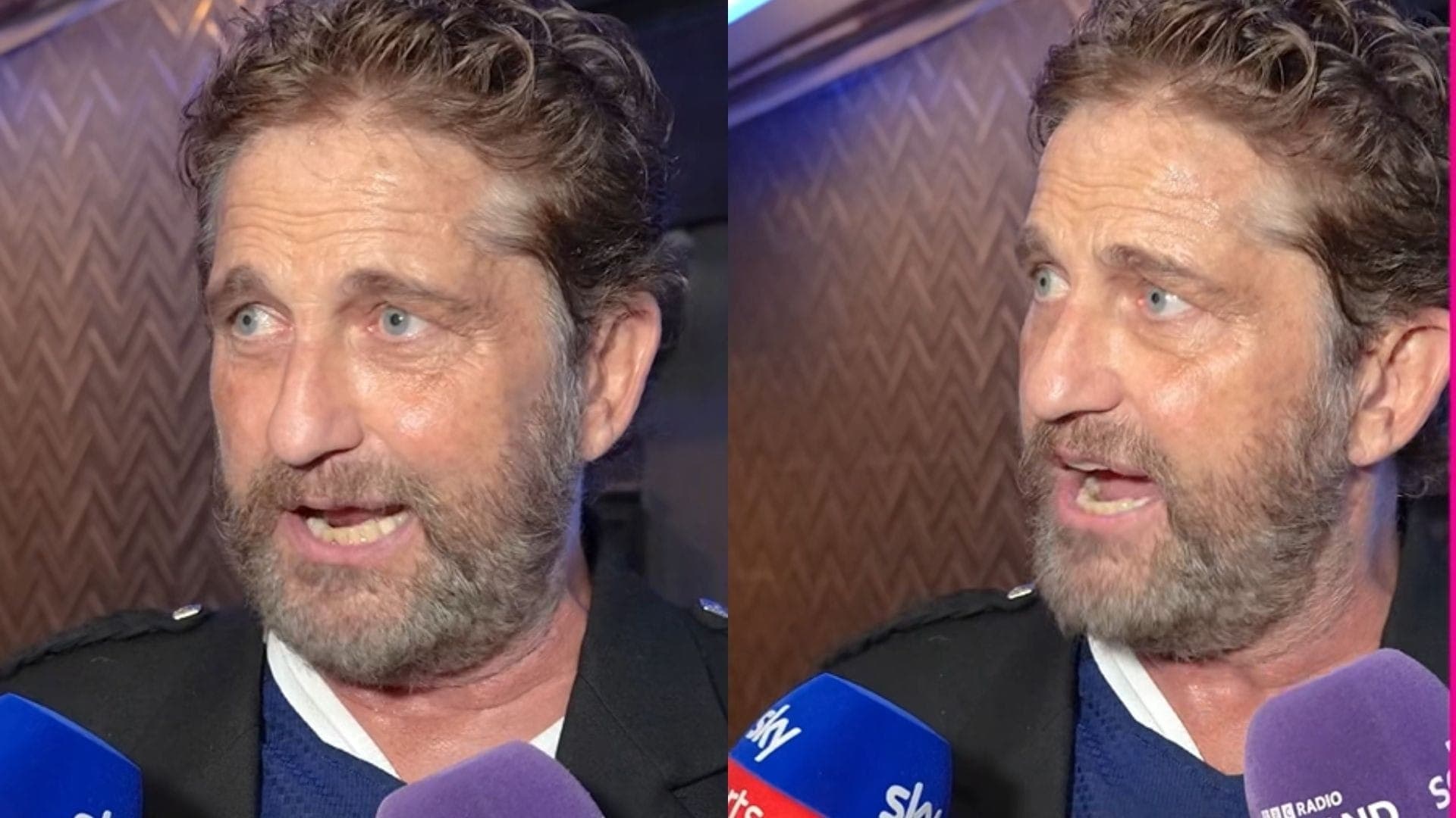 Gerard Butler esteve no estádio em Boston na partida contra o Marrocos