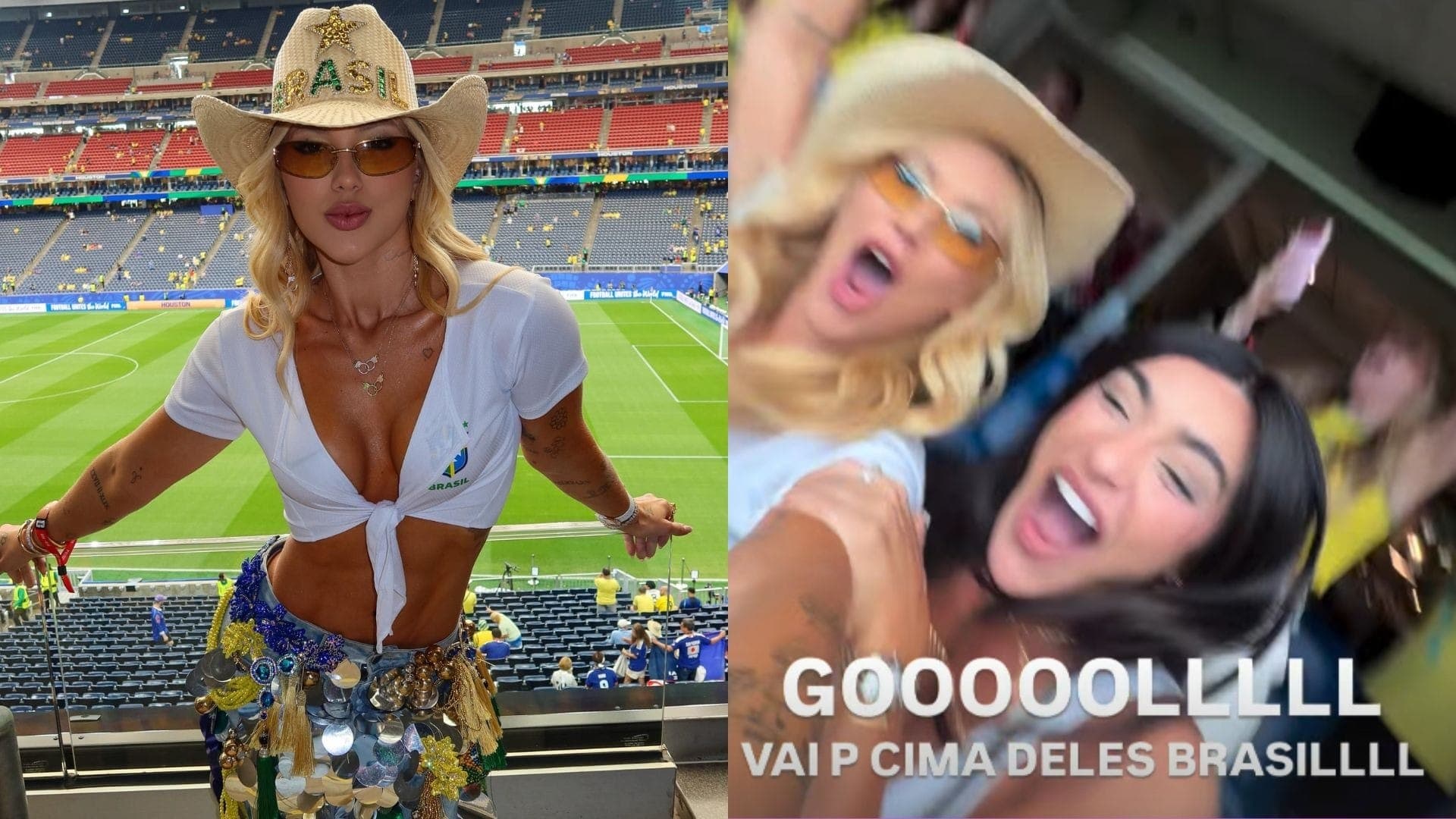 Virginia Fonseca comemorando empate do Brasil