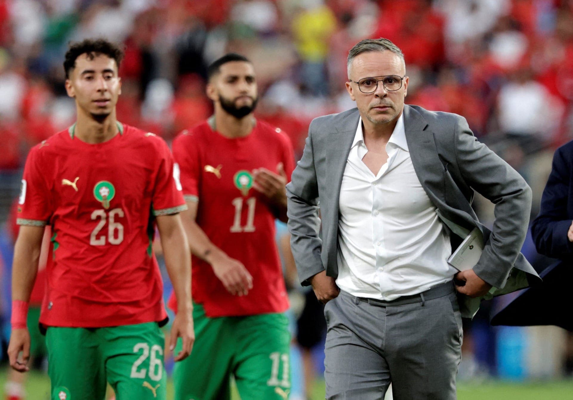 Mohamed Ouahbi, técnico do Marrocos, após a partida contra o Brasil