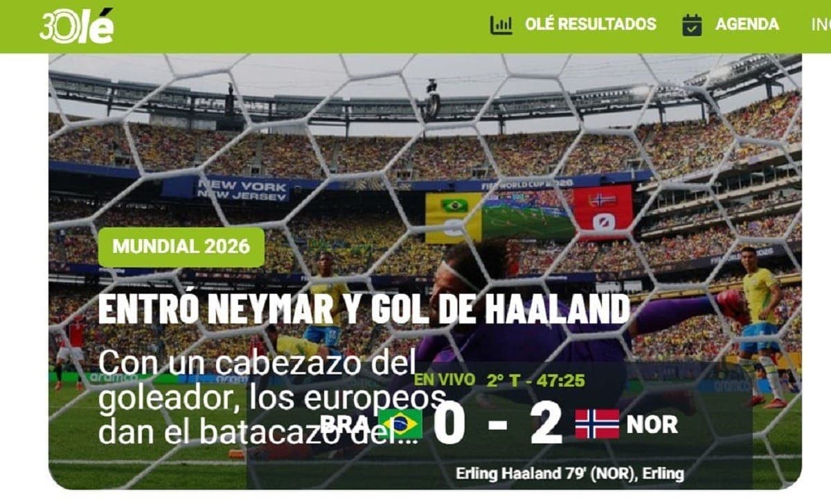 Diário Olé sobre a eliminação da Seleção Brasileira