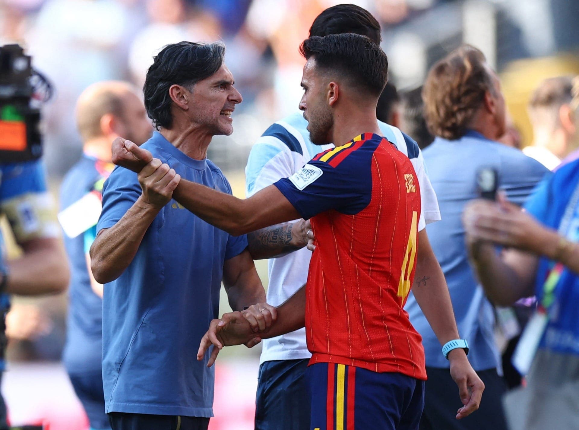 Ayala discute com jogadores da Espanha na final da Copa do Mundo