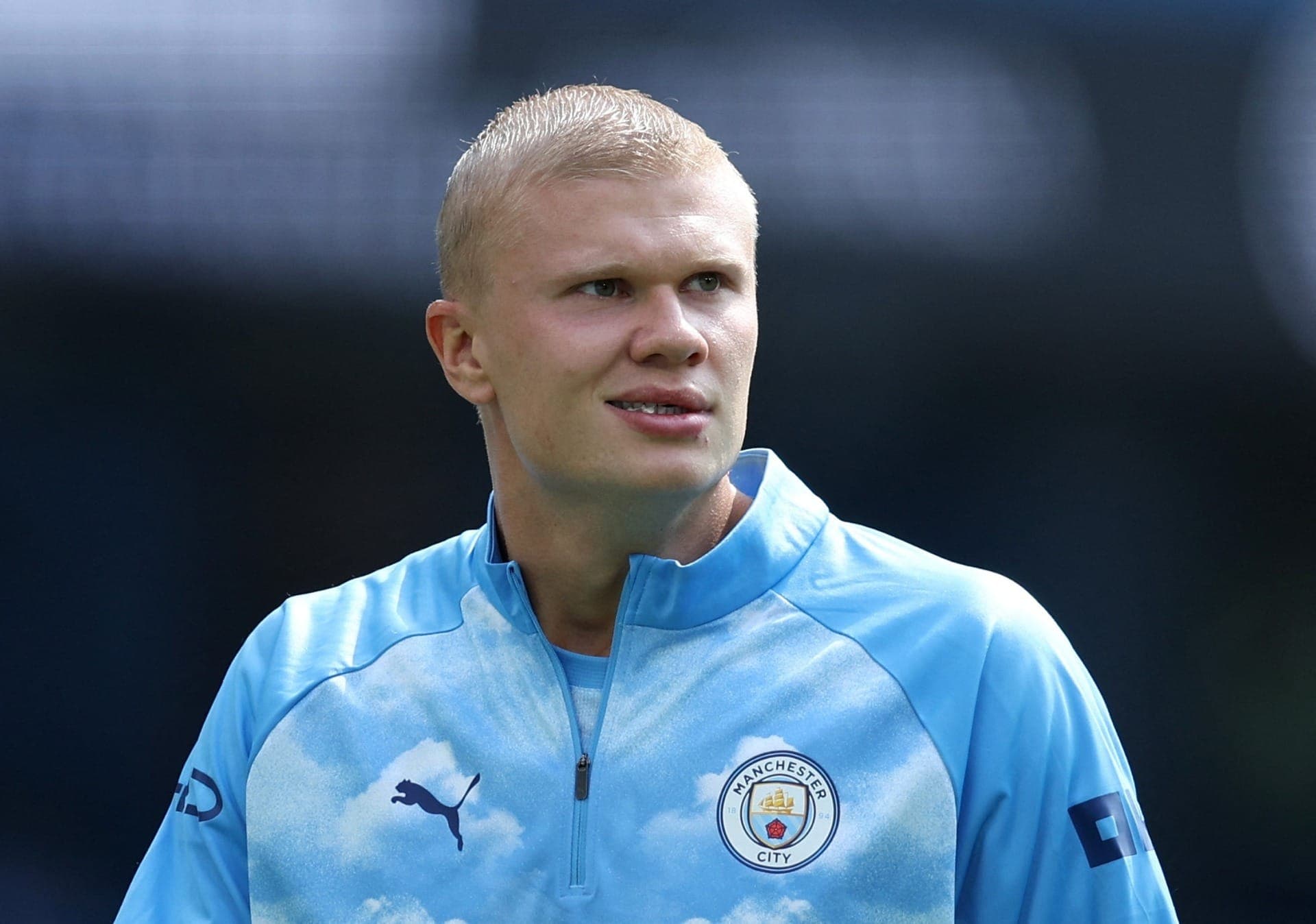 Erling Haaland antes de City x Bournemouth pela Premier League